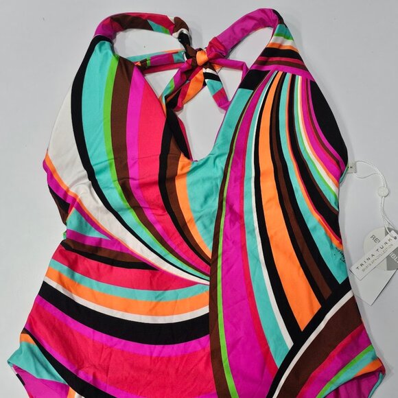 Trina Turk Reversible Plunge Halter One-Piece Swimsuit - Picture 8 of 16